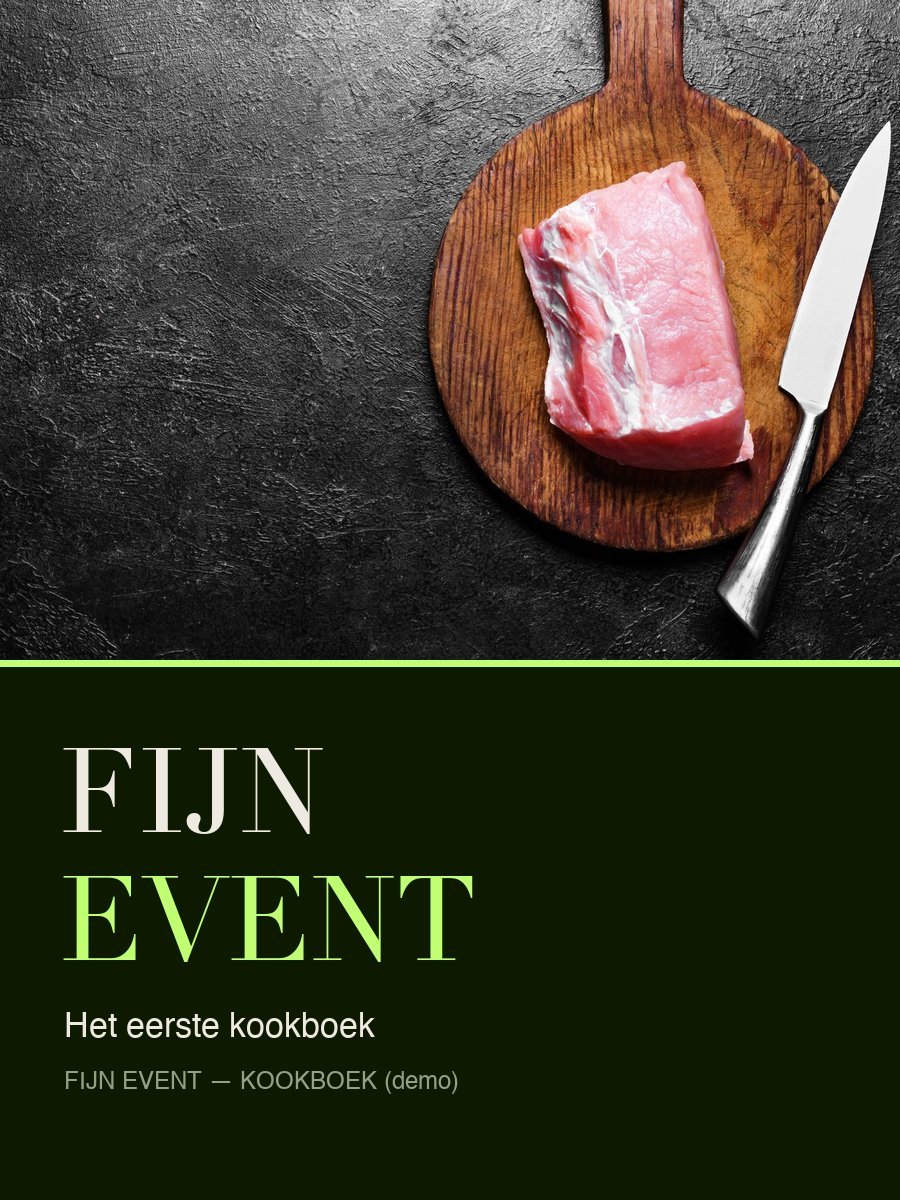 Kookboekcover: Fijn Event — Het Eerste Kookboek